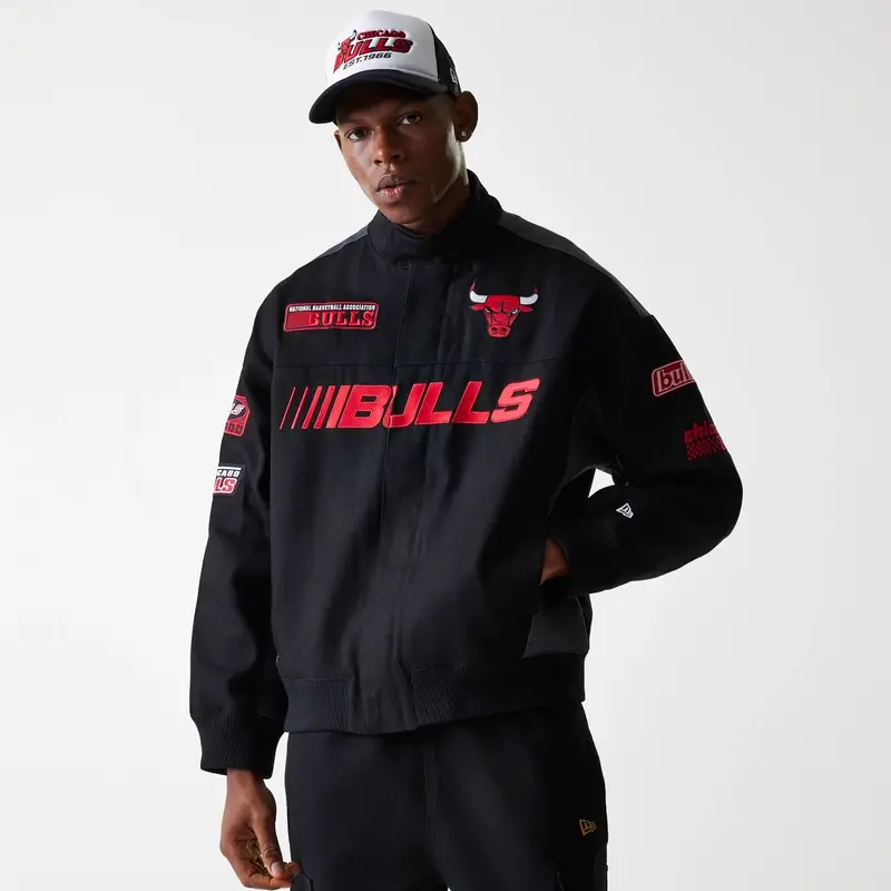 Chicago Bulls NBA Black Motorsports Jacket