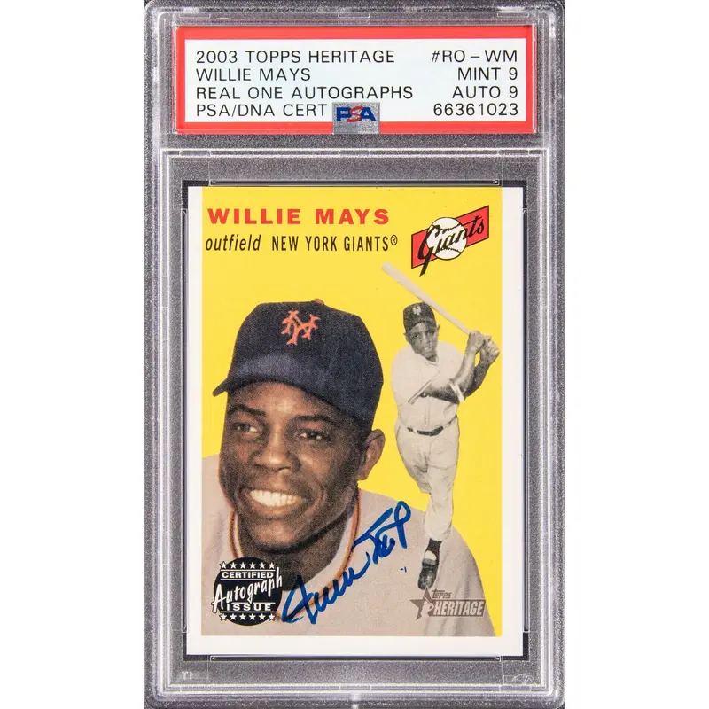 2003 Topps Heritage Real One Willie Mays Auto Signed 1954 Topps PSA 9 MINT POP 1