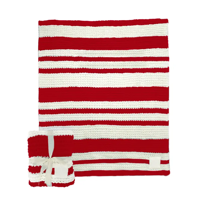 Plain Red Cable Knit Throw 50x60