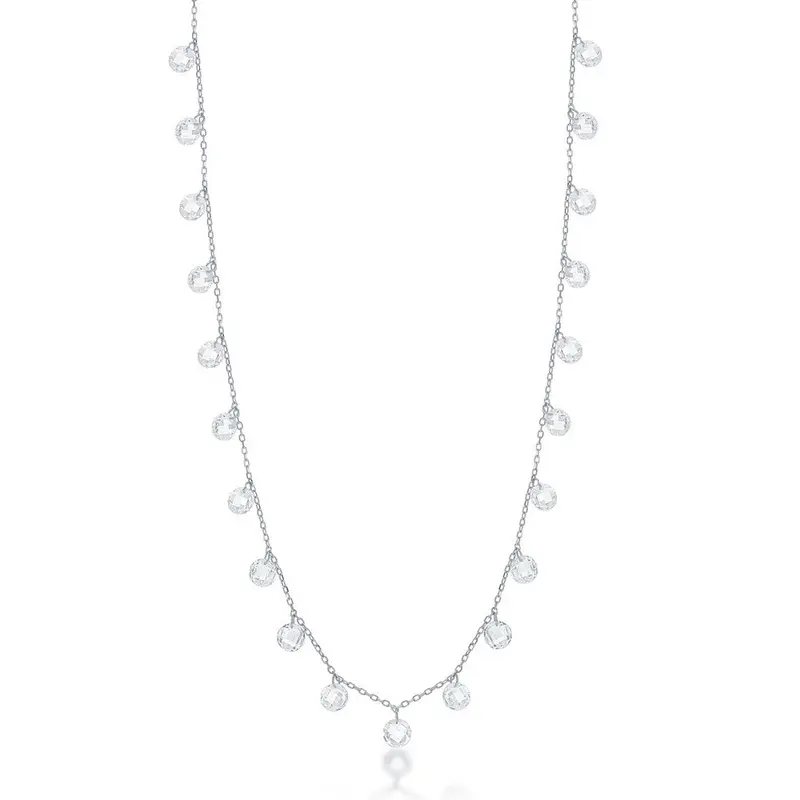 Sterling Silver Dangling Cubic Zirconia Necklace