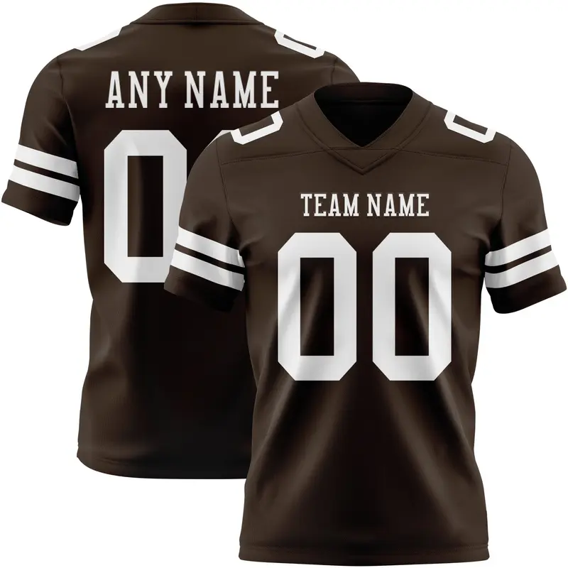 Custom Brown White Mesh Authentic Football Jersey