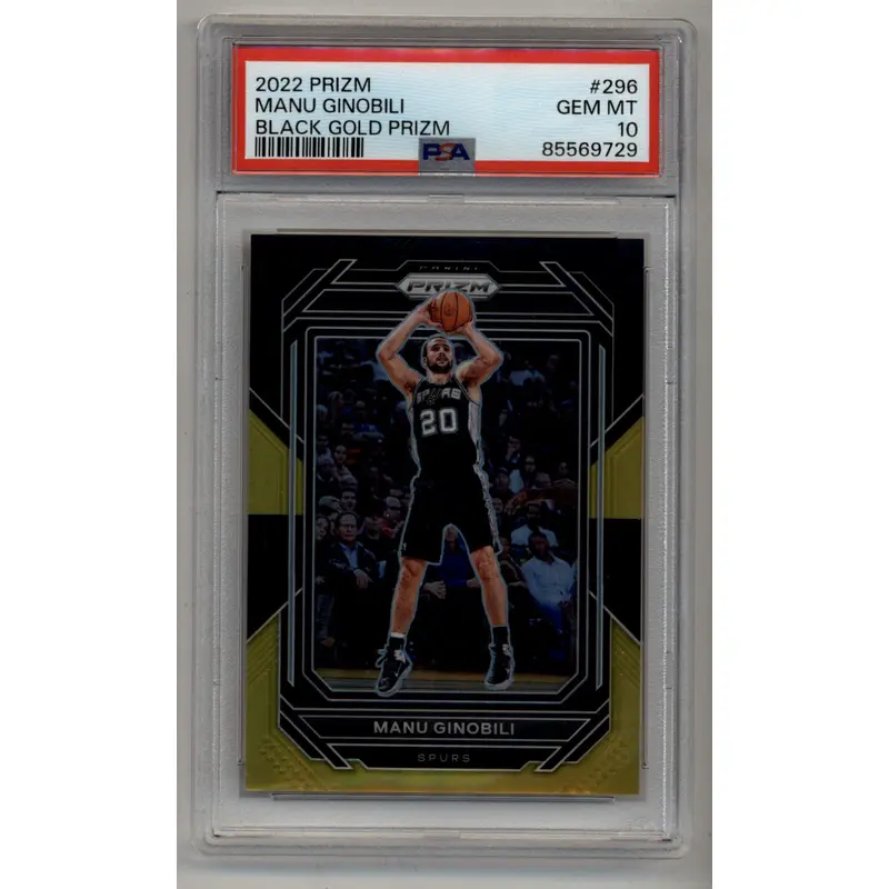Manu Ginobili 2022-23 Prizm Black Gold Prizm 3/5 PSA 10 Gem Mint