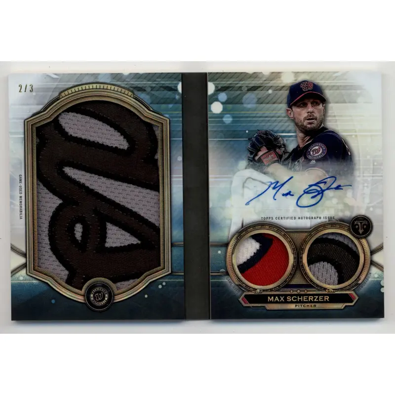 Max Scherzer 2019 Triple Threads Booklet Jumbo Relic Auto 2/3