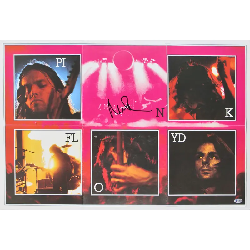 Nick Mason Pink Floyd Signed 20x30 Dark Side Of The Moon Poster BAS #G52236