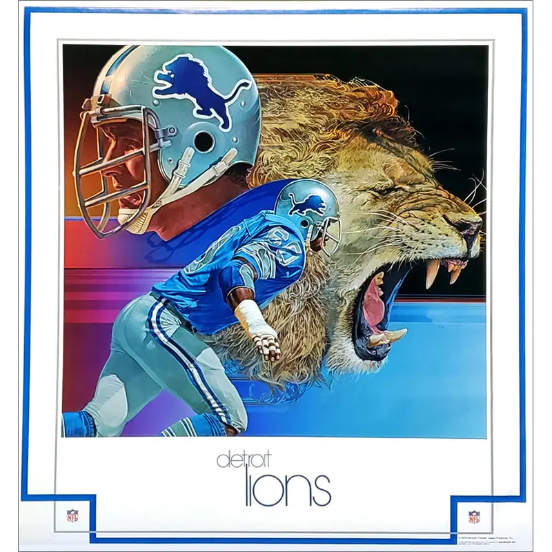 Detroit Lions 1979 NFL Theme Art Poster by Chuck Ren - DAMAC Inc.