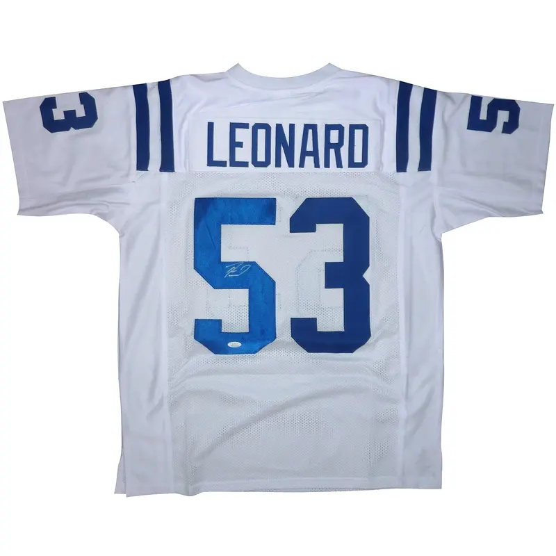 Darius Shaq Leonard Autographed Indianapolis (White #53) Custom Jersey - JSA