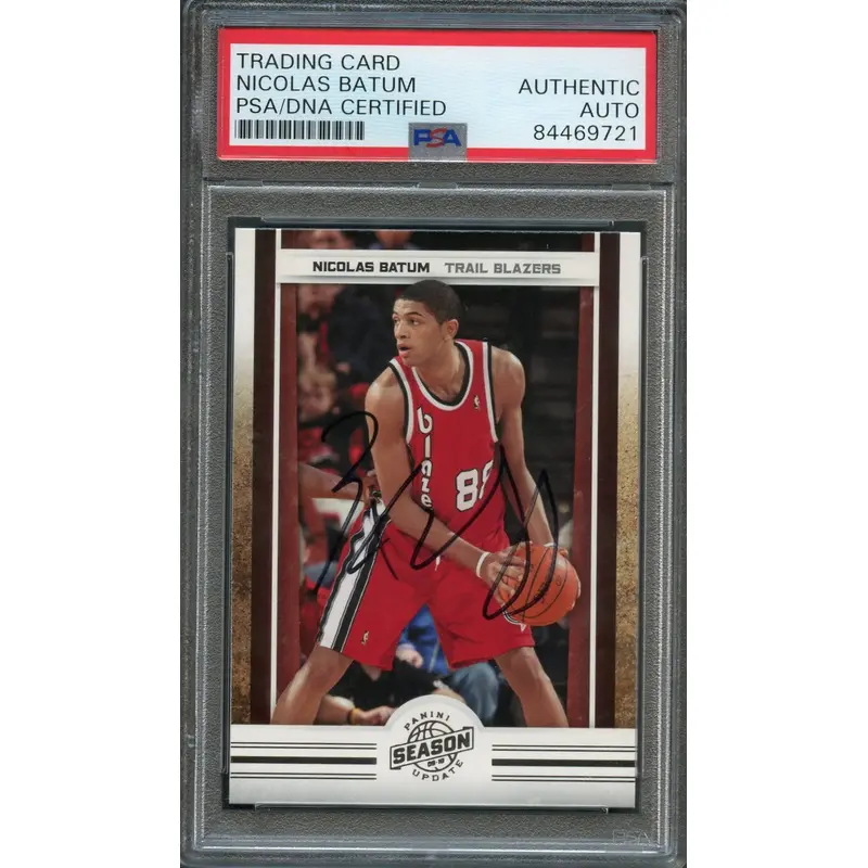 2009-10 Panini Season Update #118 Nicolas Batum Signed Card AUTO PSA Slabbed Blazers