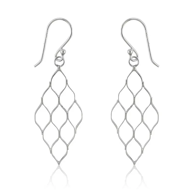 Sterling Silver Diamond Shaped Open Earrings