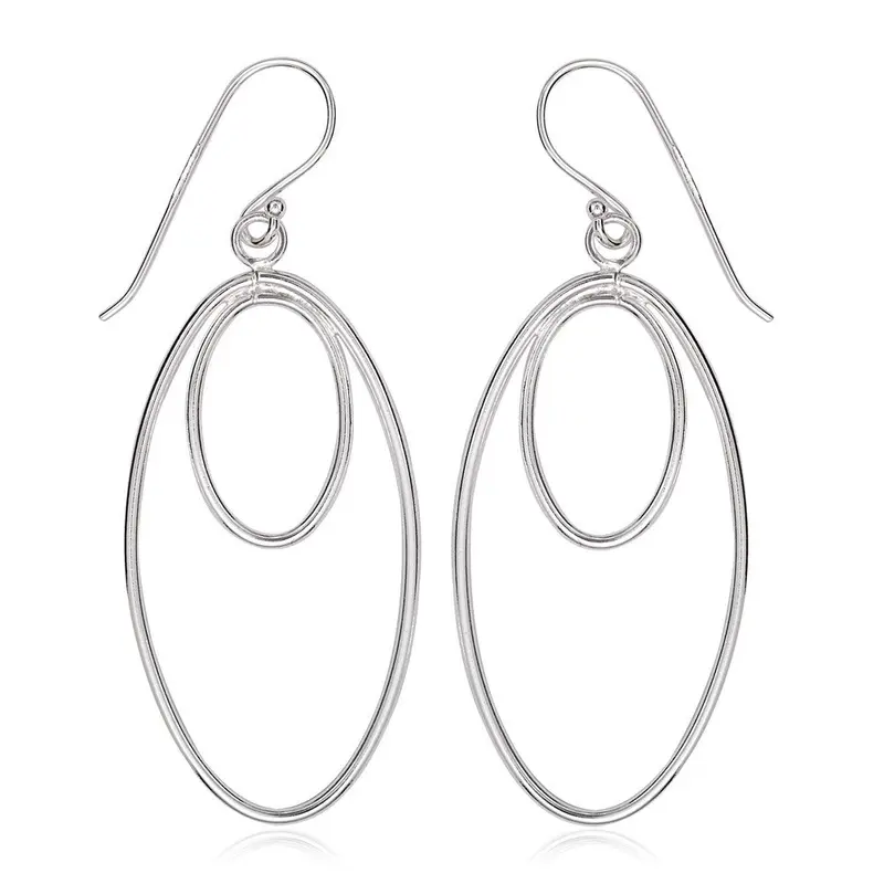 Sterling Silver Double Open Ovals Earrings