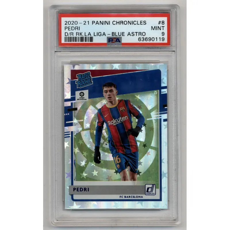 Pedri 2020-21 Chronicles Donruss Blue Astro 16/16 PSA 9 Mint