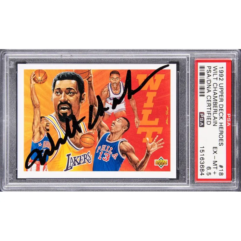 1992-93 Upper Deck Heroes Wilt Chamberlain Signed Basketball Card Auto PSA DNA