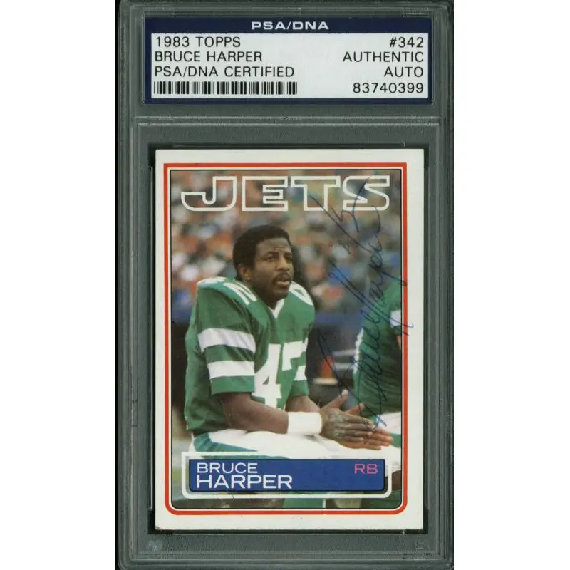 Jets Bruce Harper Authentic Signed Card 1983 Topps #342 PSA/DNA Slabbed