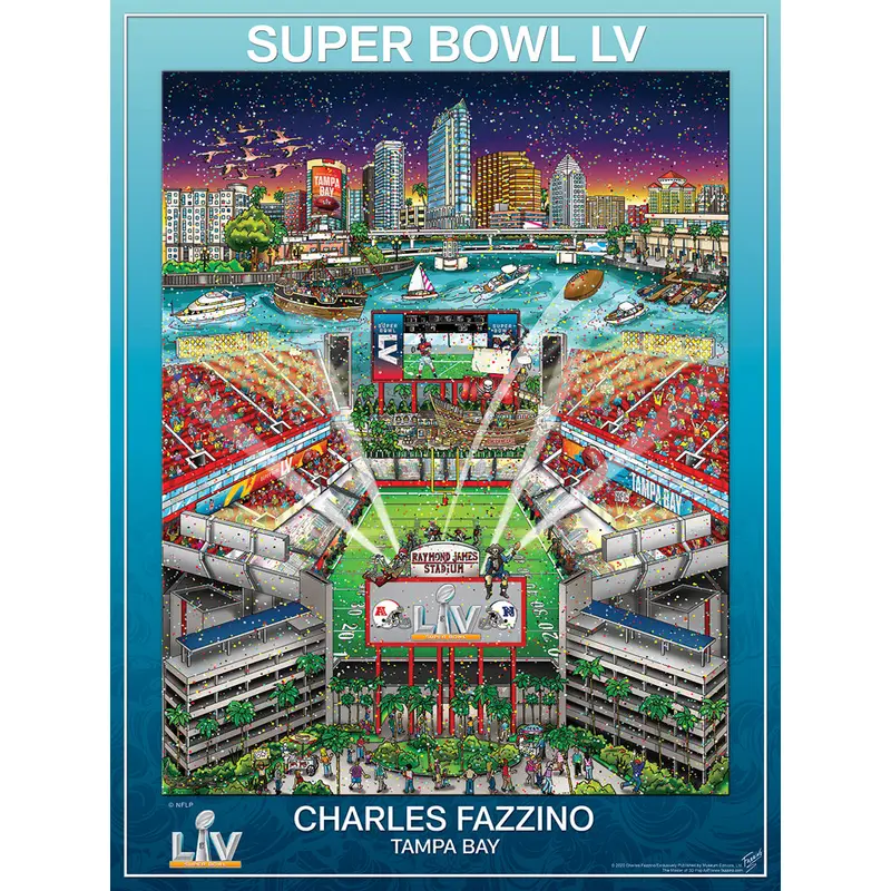 Super Bowl LV (Tampa 2021) Official NFL Football Commemorative Pop Art Poster - Fazzino