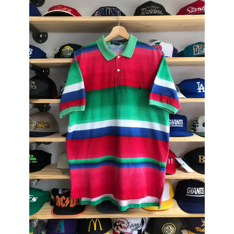 Vintage Ralph Lauren Polo Gradient Multi Color Collared Shirt Size Large