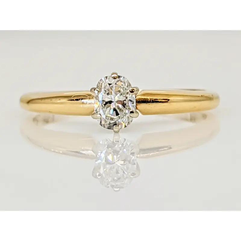 14K .24 CARAT TOTAL VS H DIAMOND OVAL SOLITAIRE ESTATE RING 1.5 GRAMS