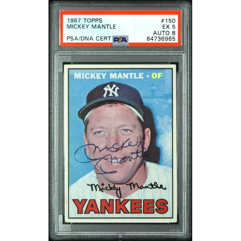 1967 Topps Mickey Mantle #150 Signed Baseball Card PSA DNA 8 Auto