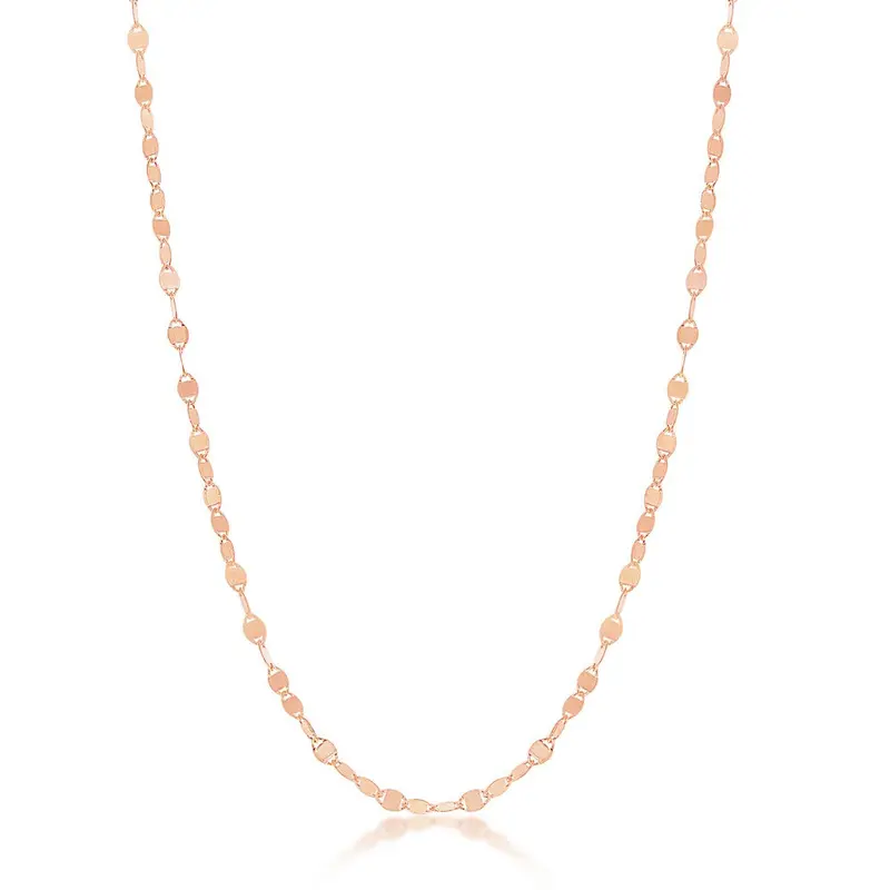 Sterling Silver Flat Mirror Oval Chain - Rose Gold Plated