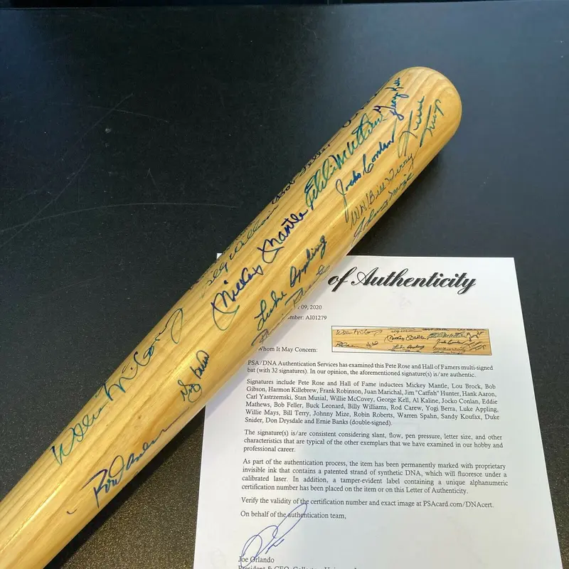 Stunning Mickey Mantle Willie Mays Hank Aaron Sandy Koufax HOF Signed Bat PSA