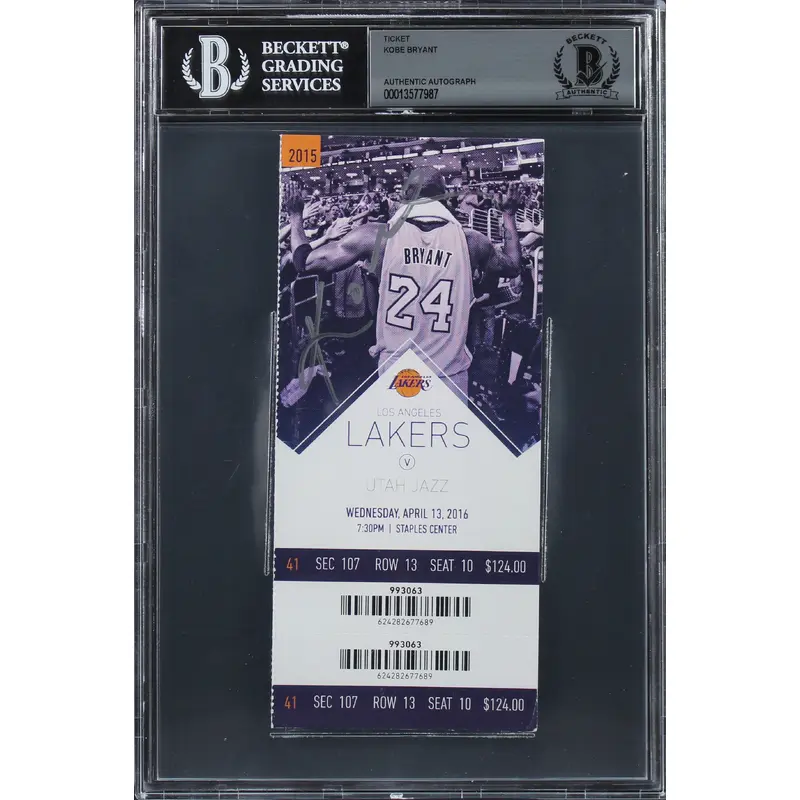 Lakers Kobe Bryant Authentic Signed Final Game Ticket Stub BAS Slabbed