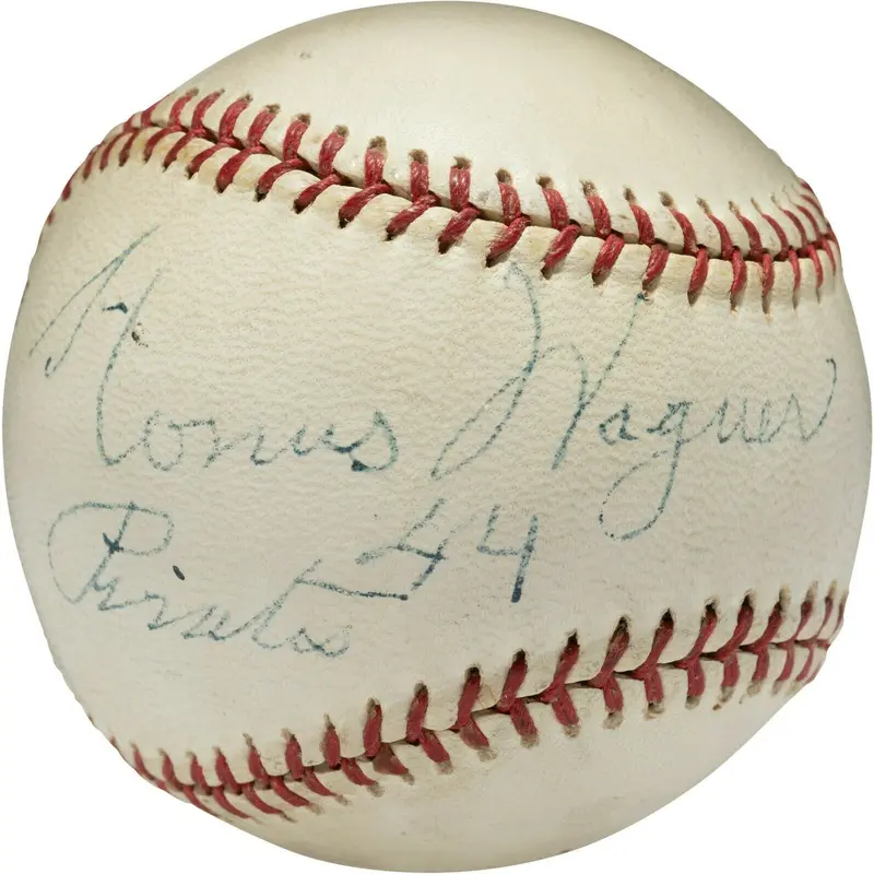 Magnificent Honus Wagner Single Signed Autographed Baseball PSA DNA COA 1944