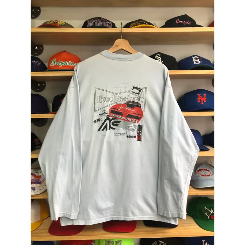 Vintage 80s Budweiser Racing Long Sleeve Tee Size XL