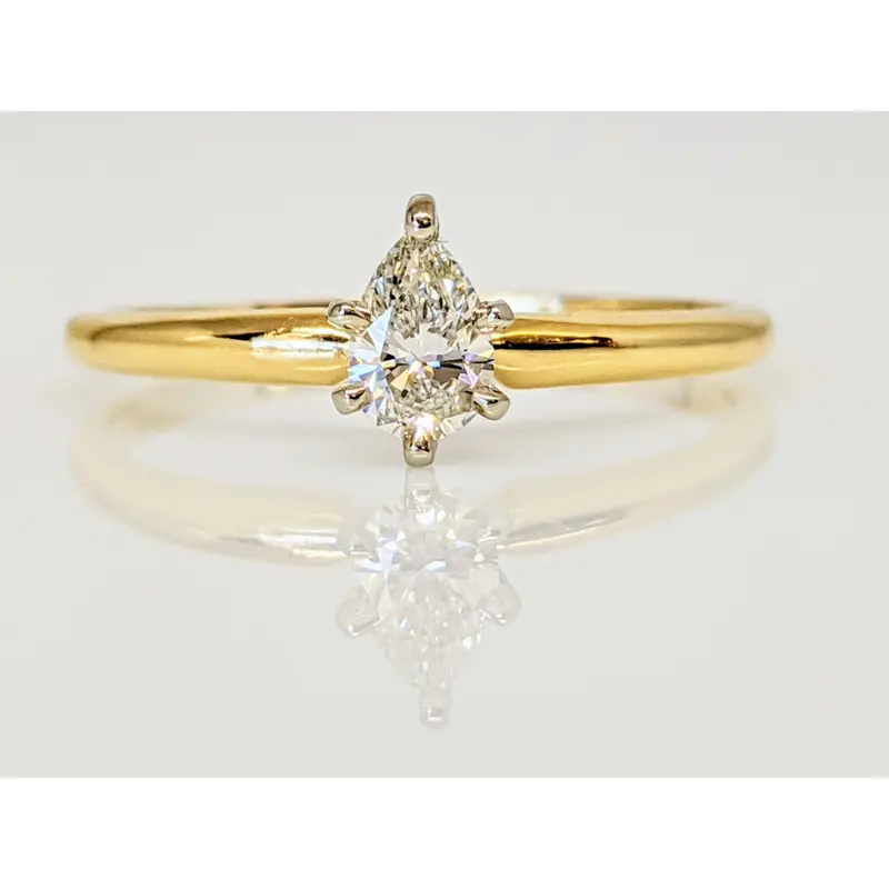 14K .24 CARAT TOTAL SI1 I-J DIAMOND PEAR SOLITAIRE ESTATE RING 1.5 GRAMS
