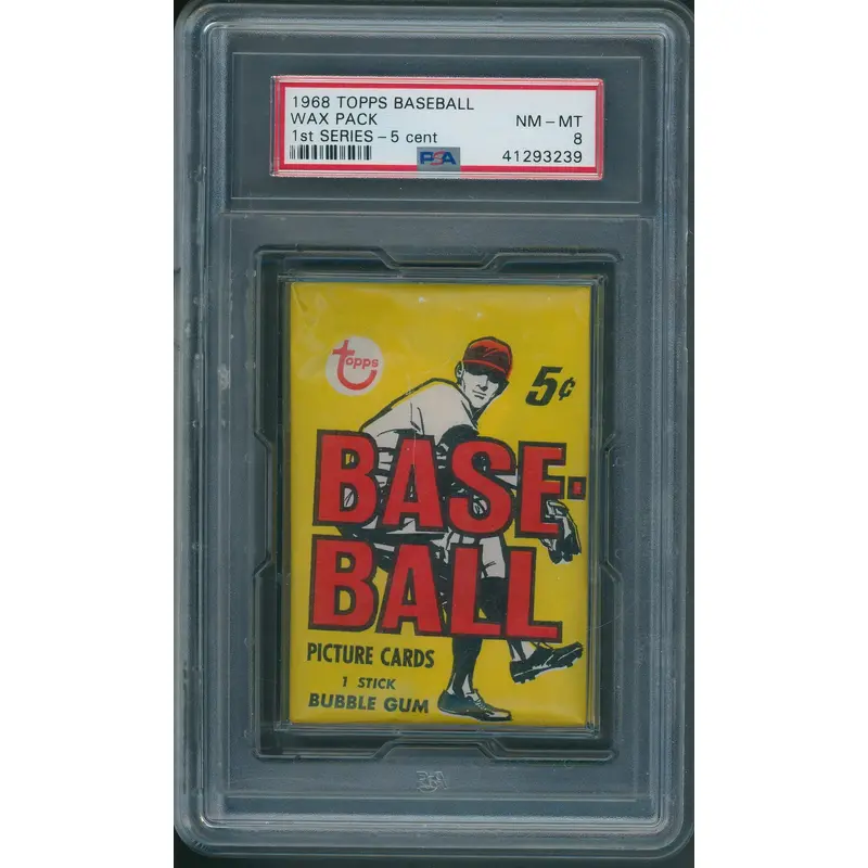 1968 Topps Baseball Unopened Wax Pack 1st Series PSA 8