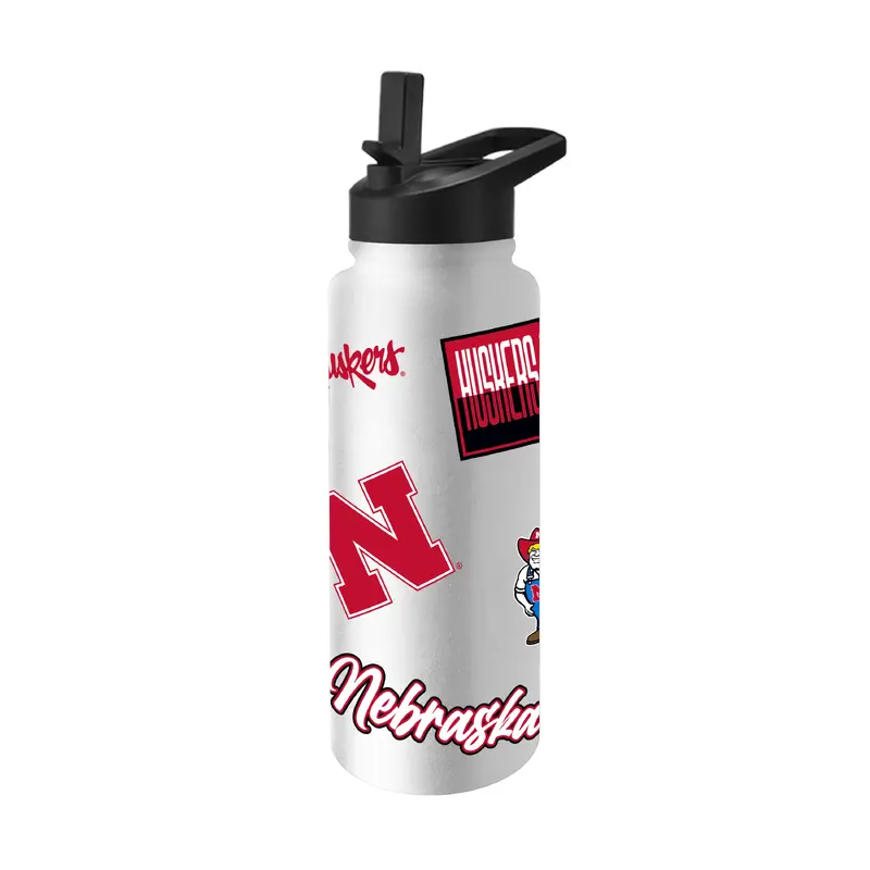 Nebraska 34oz White Dreamweave Quencher Bottle