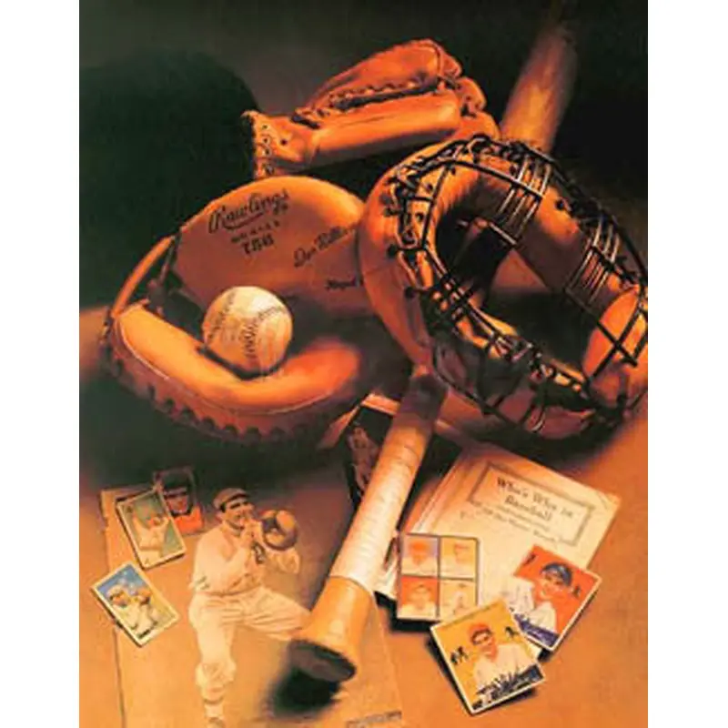 Vintge Baseball Memorabilia Collage "Old-Time Baseball" Poster Print