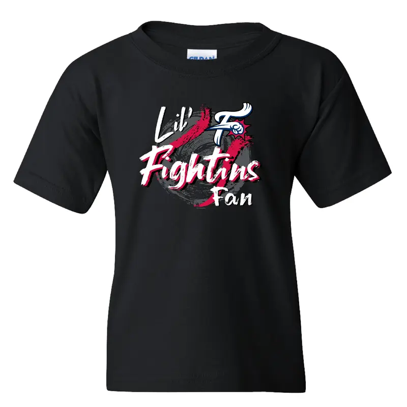 Youth black little Fightins Fan T Shirt