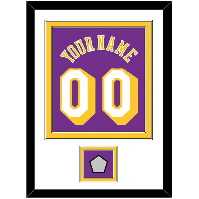 Los Angeles Name & Number With Trophy Patch - Road Purple (1978-1997) - Double Mat 1