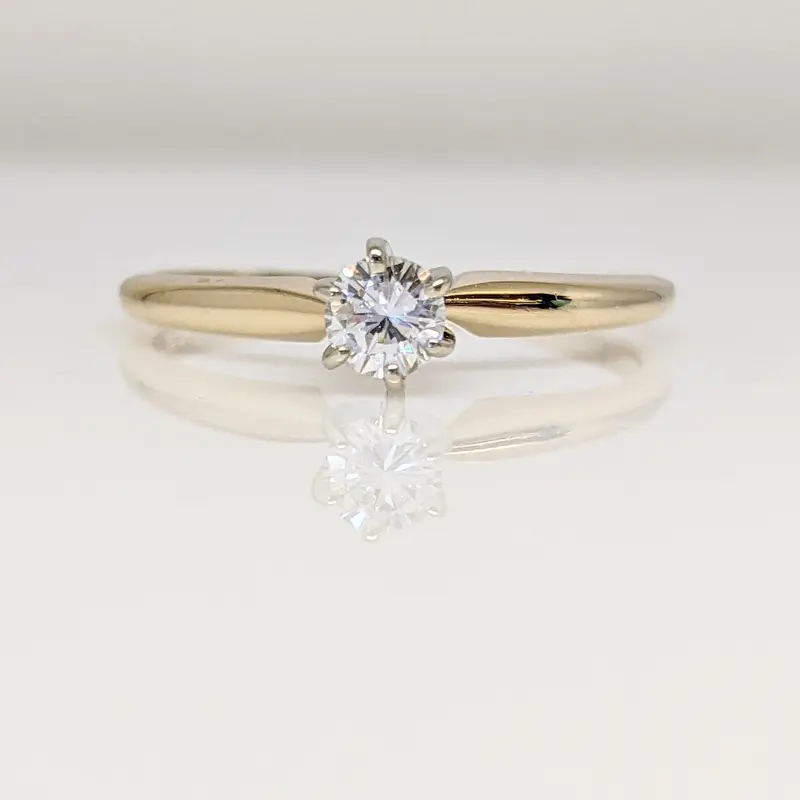 14K .17 CARAT TOTAL VS2 G DIAMOND ROUND ESTATE SOLITAIRE 1.5 GRAMS