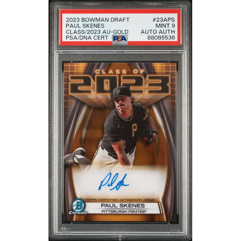 Paul Skenes 2023 Bowman Draft Class of 2023 Gold Auto #38/50 PSA 9 Mint