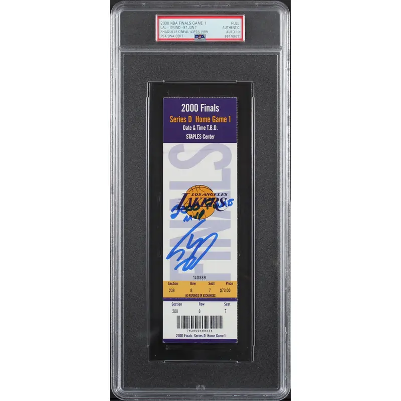 Shaquille O'Neal "MVP" Signed 2000 NBA Finals Game 1 Ticket Auto 10! PSA Slabbed