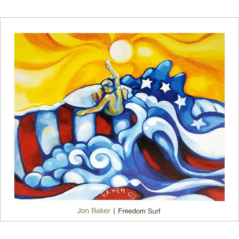 Surfing "Freedom Surf" by Jon Baker Poster Print - Surfing Artists International 2003