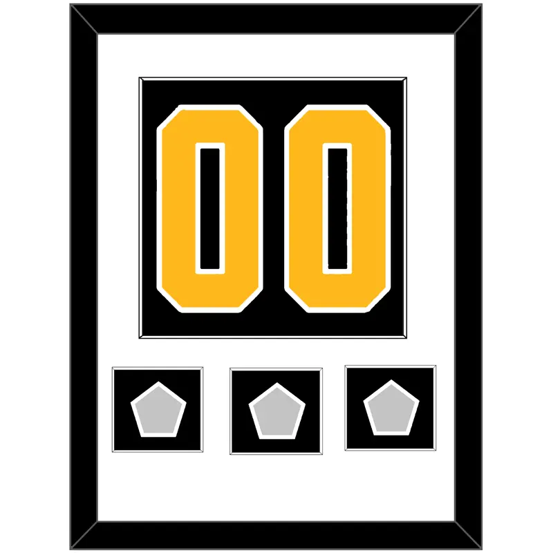 Pittsburgh Number (Back) & 3 Stanley Cup Champions Patches - Home Black - Single Mat 1