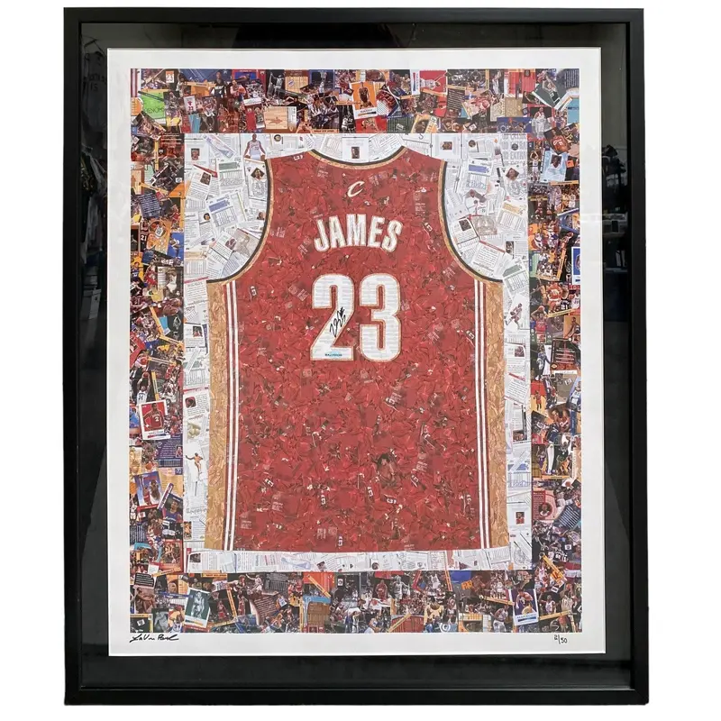 Lebron James Signed 37x32 Card Art Photo Lithograph Upper Deck UDA COA