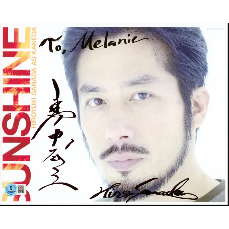Hiroyuki Sanada Sunshine "To Melanie" Authentic Signed 8.5x11 Photo BAS #BS29218