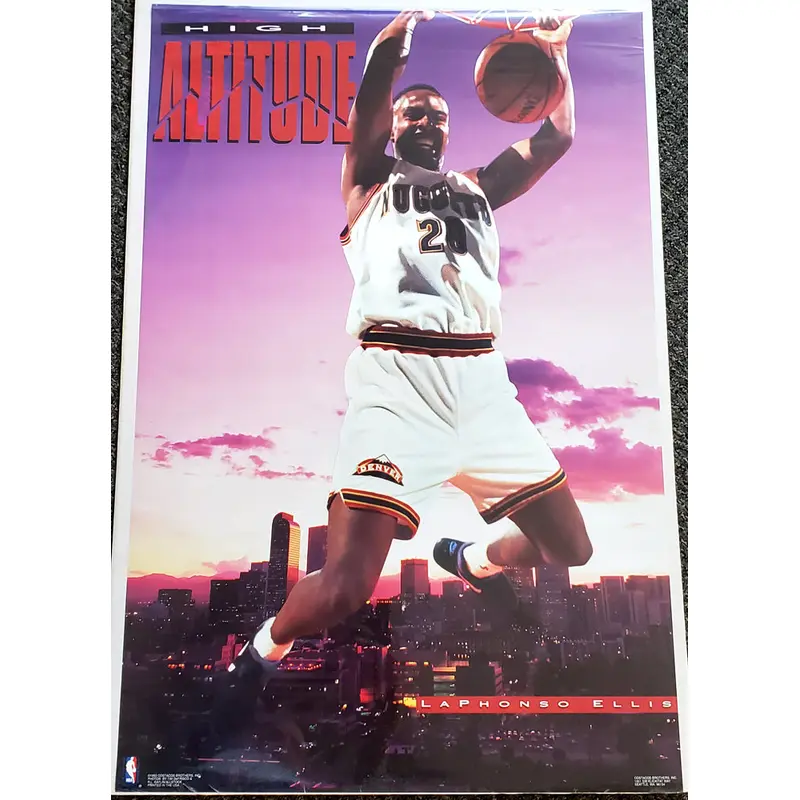 LaPhonso Ellis "High Attitude" Denver Nuggets NBA Action Poster - Costacos 1993