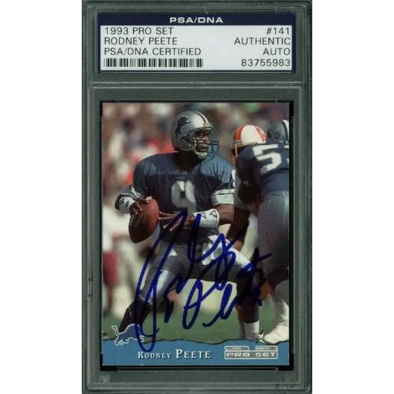 Lions Rodney Peete Authentic Signed Card 1993 Pro Set #141 PSA/DNA Slabbed