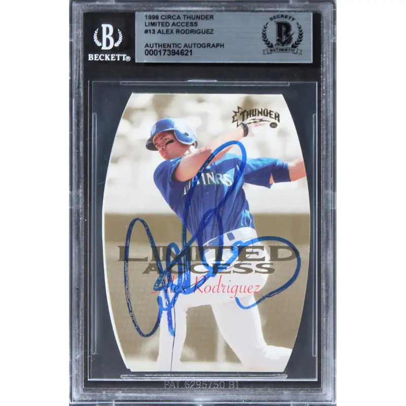 Mariners Alex Rodriguez Signed 1998 Circa Thunder Lmtd Access #13 Card BAS Slab
