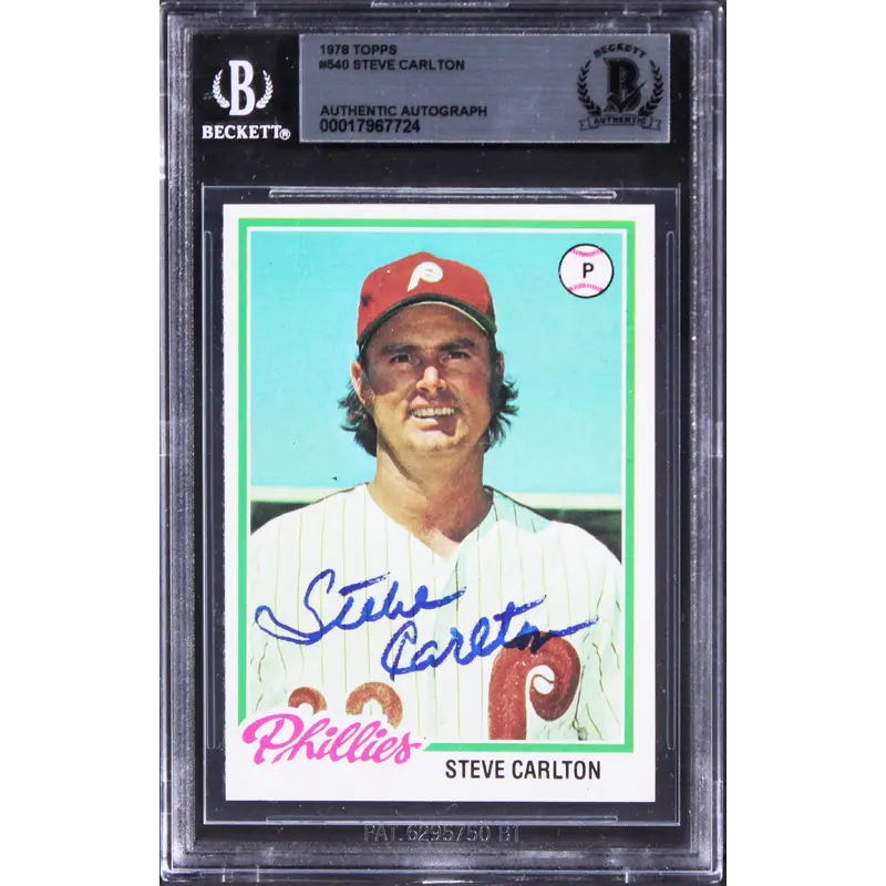 Phillies Steve Carlton Authentic Signed 1978 Topps #540 Card BAS Slabbed