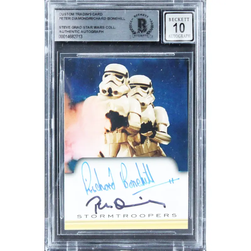 Star Wars (2) Diamond & Bonehill Signed Custom Trading Card Auto 10! BAS Slab