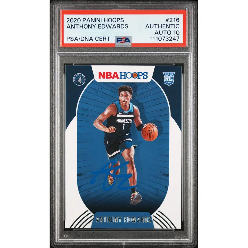 Anthony Edwards Signed 2020 Panini Hoops #216 Rookie Card Auto 10! PSA/DNA Slab
