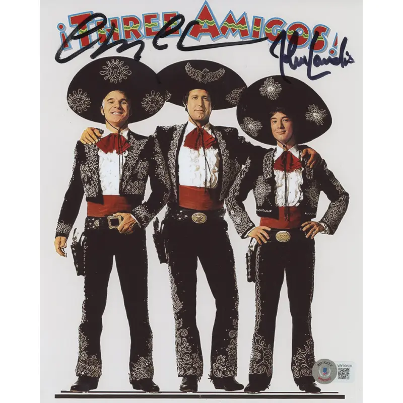 Chevy Chase and John Landis Three Amigos! Signed 8x10 Photo BAS #WY99820