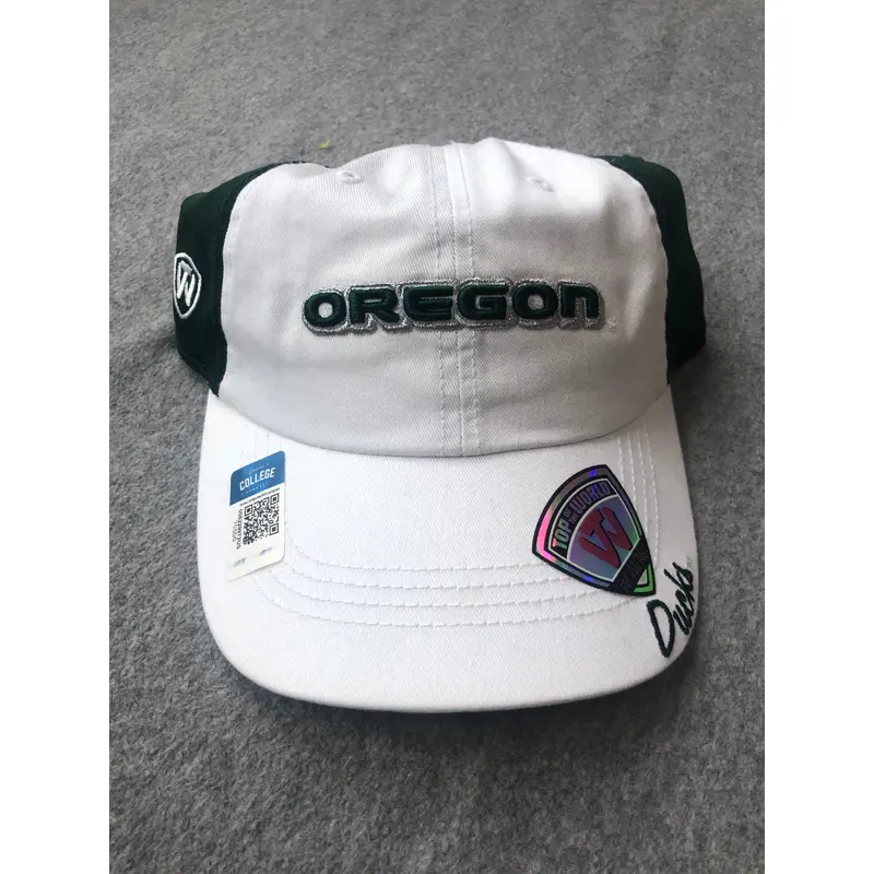 Ladies White and Green Sparkle Oregon Ducks Hat