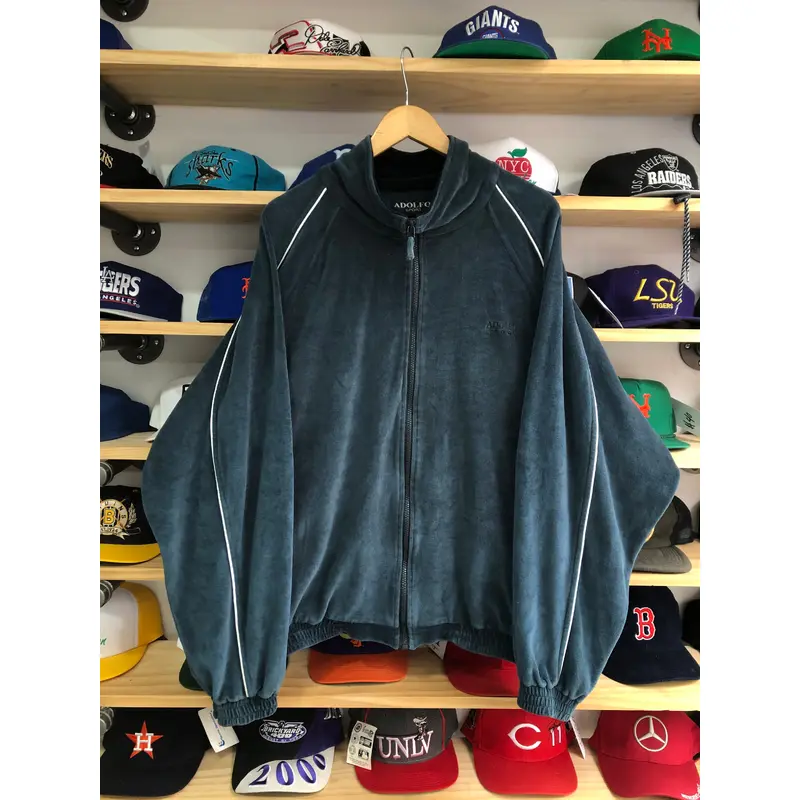Vintage Adolfo Velour Style Zip Up Track Jacket Size XL