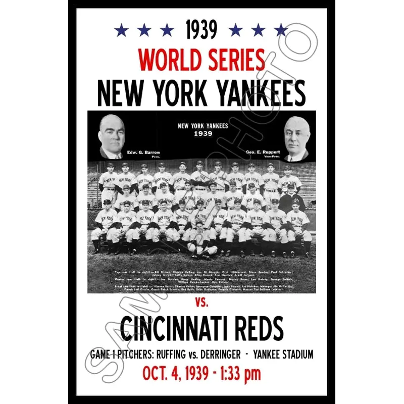 1939 World Series Poster 11X17 - New York Yankees vs Cincinnati Reds - 1440