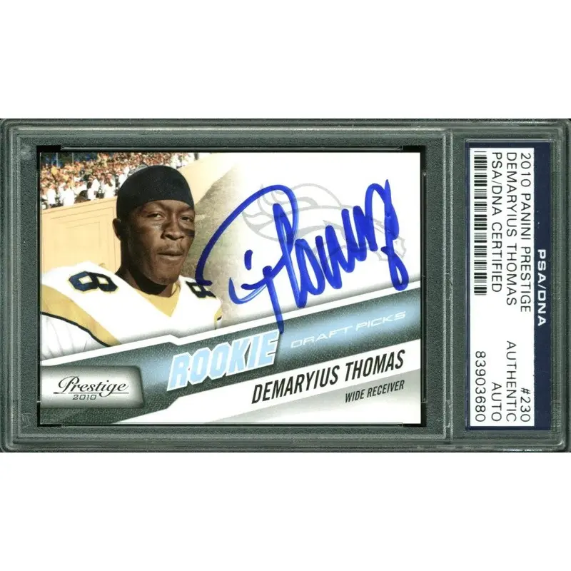 Broncos Demaryius Thomas Signed Card 2010 Panini Prestige RC #230 PSA Slabbed