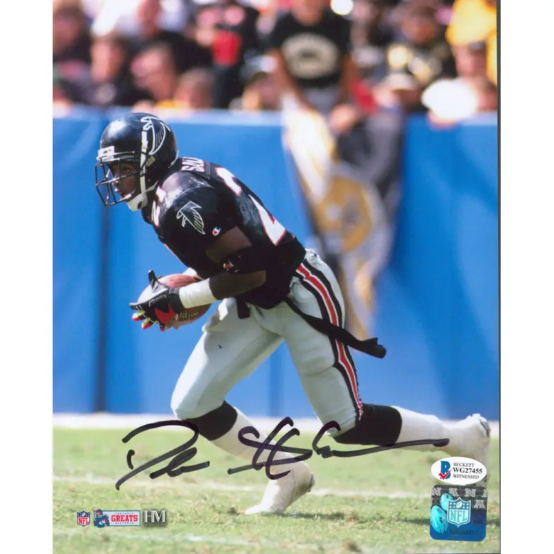 Falcons Deion Sanders Authentic Signed 8x10 Vertical Photo BAS Witnessed